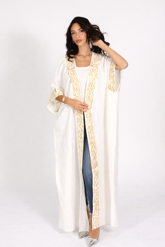 Ivory Noor Embroidered Abaya