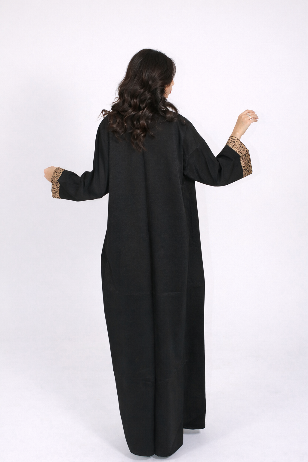 Noir Zahra Gold Trim Abaya