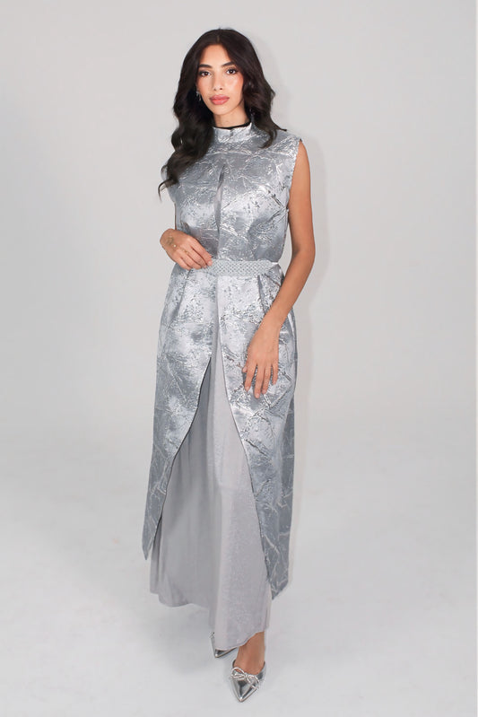 Silver Empress Evening Abaya