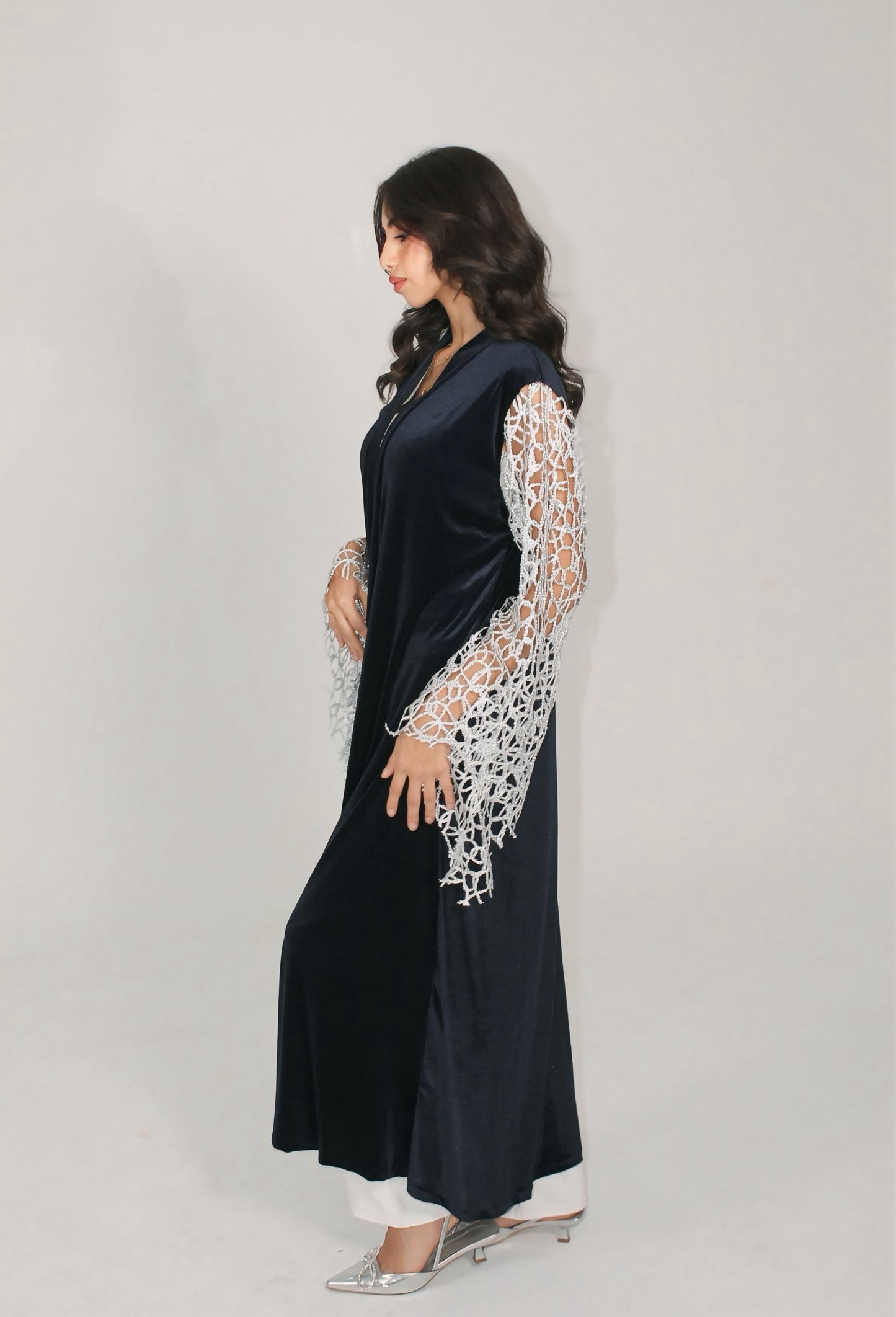 Midnight Lace Elegance Abaya