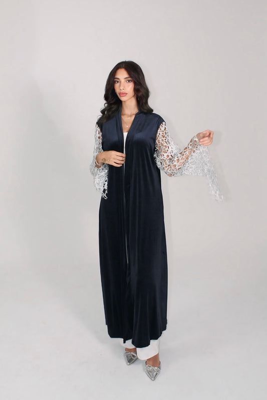 Midnight Lace Elegance Abaya